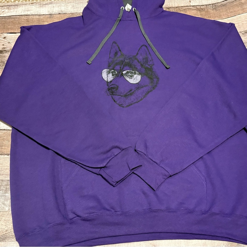 Purple Hoodie with Dog Graphic
